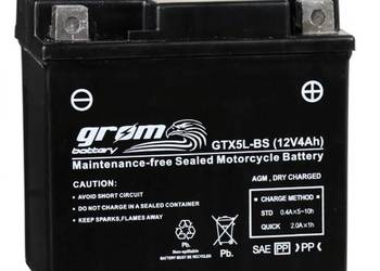 Akumulator motocyklowy GROM GTX5L-BS 12V 4Ah 80A P+