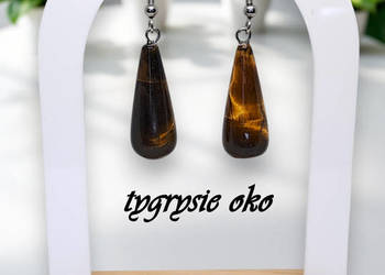 Kolczyki z TYGRYSIEGO OKA, tygrysie oko, sople, krople #506