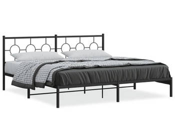 Łóżko Metalowe Czarne Rama Łóżka Ze Stelażem 193x203 cm WM-376232