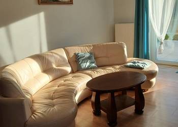 wygodna sofa skóra dla 6-8 osób, beż -tanio!