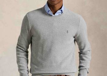 Sweter bawełniany Ralph Lauren regular fit - ciemnoszary rozmiar M promocja