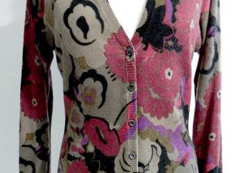 Sweter Kardigan Kaszmirowy 100 Kaszmir Włoski Luksusowa Marka Max Mara L/XL