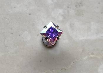 Kolczyk Labret Stal Chirurgiczna z Cyrkonią Kwadrat Tęcza Aurora 6 mm, 1,2