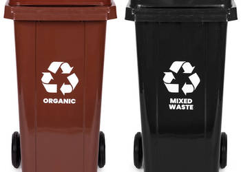 Zestaw 2 koszy na śmieci pojemniki 2x120L czarny brązowy odpady zmieszane…