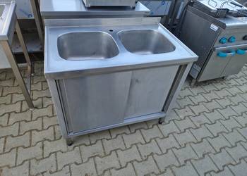 Zlew Gastronomiczny 2 Komorowy Drzwi Suwane 100/60/85