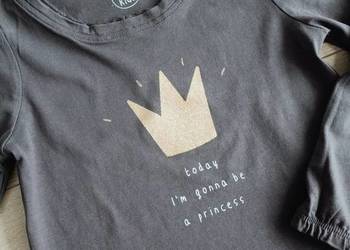 Bluzka koszulka dziewczęca na długi rękaw grafitowa 116