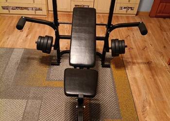 Ławeczka treningowa + zestaw gryfów i obciążeń 45 kg I Stan dobry