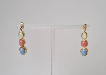 Kolczyki srebro 925 złocone, opale naturalne