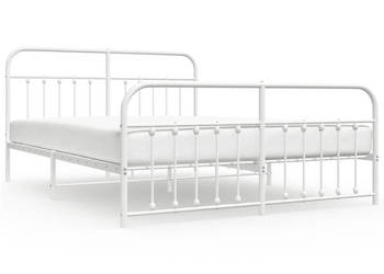 Łóżko Metalowe Białe Rama Łóżka Ze Stelażem Biała 180x200 cm WM-352649