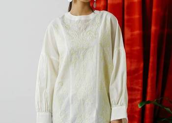 Biała bluzka oversize M 38 L 40 biała haft boho bohemian folk etno bawełna