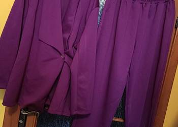 Fioletowy komplet masełko marynarka i spodnie