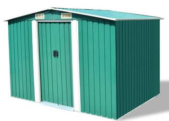 Szopa ogrodowa, metalowa, zielona, 257 x 205 x 178 cm（42910）