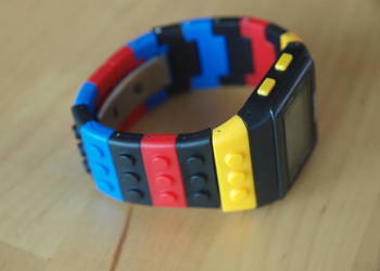 Zegarek klocki LEGO elektroniczny dzieci ramka czarna żółte przyciski