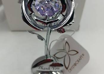 Metalowa róża z kryształkiem Thank You