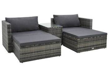 vidaXL 5-cz. zestaw wypoczynkowy do ogrodu, poduszki, rattan PE, (sku47814)