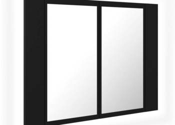Szafka łazienkowa z lustrem i LED czarna 60x12x45 cm akryl WM-804957
