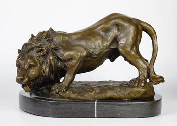 Figura z brązu groźny LEW piękna masywna rzeźba Figura z brązu groźny LEW piękna masywna rzeźba