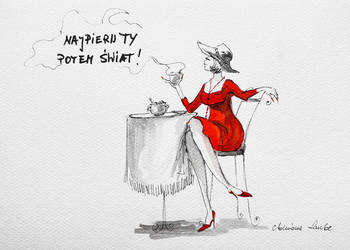 "Najpierw Ty - potem świat" akwarela z dodatkiem piórka - retro, Vintage