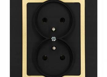 Gniazdo podwójne Magic Timex-elektro kolor czarny ze złotą ramką