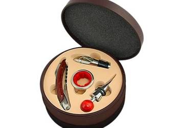 Zestaw Do Wina Okrągły Pierścień + Korkociąg + Nalewak + Zatyczka 4w1