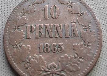 FINLANDIA (OKUPACJA ROSYJSKA)-10 PENNIA-1865 r