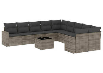 11-cz. zestaw mebli ogrodowych z poduszkami szary rattan PE WM-3251857