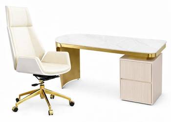 Zestaw mebli biurowych Matrix: biurko ryflowane kaszmirowe+ fotel obrotowy