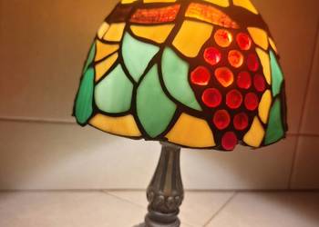 Lampa witrażowa stojąca nocna biurkowa styl Tiffany witraż winogrona 31 cm