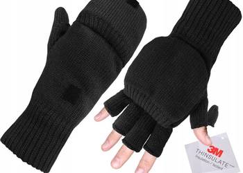 Rękawiczki zimowe 3M THINSULATE z klapką MIL-TEC HUNTER czarne L