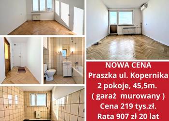NOWA CENA. Mieszkanie 2 pokoje 45m + garaż murowany