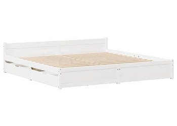 Rama łóżka bez materaca biała lite drewno sosnowe 135x190 cm WM-3301679