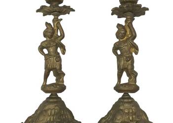 Stare mosiężne świeczniki - komplet