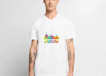 Ekologiczna męska koszulka z dekoltem w serek Premium WROCŁAW