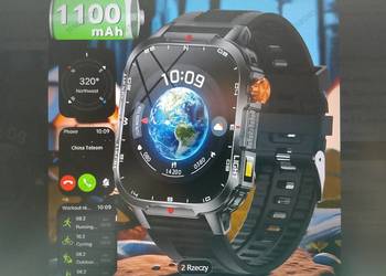 Smartwatch Fitness Tracker czarny z akumulatorem "1100 mAh" na 100 dni.