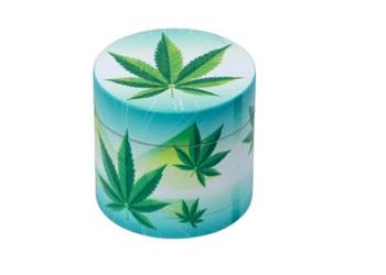 Młynek do Tytoniu Suszu Grinder Crusher Niebiesko-Biały z Listkami Marychy