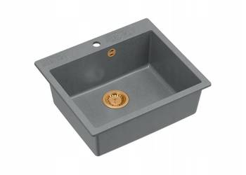 Zlewozmywak jednokomorowy Quadron Morgan 110 granit szary + korek miedziany