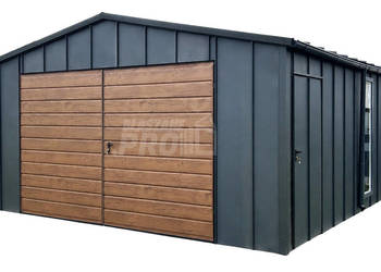 Garaż blaszany 5×6 m – brama dwuskrzydłowa – 2x okno – antracyt GP743