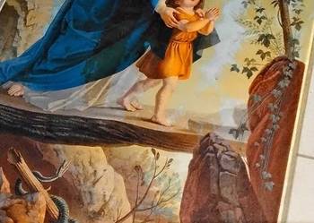 Stary Obraz Religijny Anioł Stróż