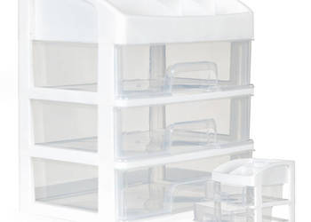 Organizer na kosmetyki z szufladami i przegrodami biały ModernHome