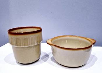 Stary ceramiczny zestaw śniadaniowy Tułowice