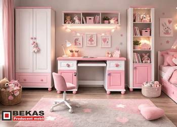 Biurko KIDS Szafa Dziewczynka Białe Różowe PINK BEKAS Dąb Producent Mebli