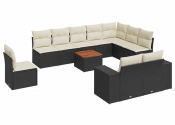 11-cz. zestaw wypoczynkowy do ogrodu poduszki czarny rattan PE WM-3225496
