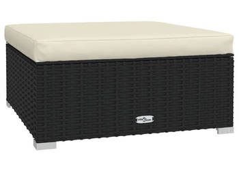 Podnóżek ogrodowy z poduszką 70x70x30 cm polirattan czarny WM-317492