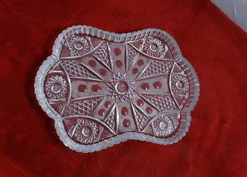 Duża, ciężka patera KRYSZTAŁOWA – 2,1 kg | Vintage | Stan bardzo dobry