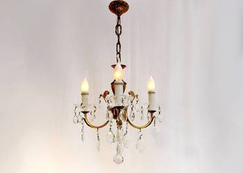 ~* Żyrandol Lampa mosiądz * Kryształki *~