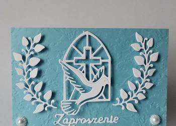 ZAPROSZENIA KOMUNIA CHŁOPIEC GOŁĄB W OKNIE K3 - BŁĘKIT