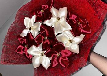 Bukiet ręcznie wykonanych kwiatów Plumeria ze wstążki wieczne bukiety