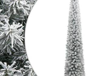 vidaXL Smukła choinka na stojaku, pokryta śniegiem, 300 cm（SKU:357687）