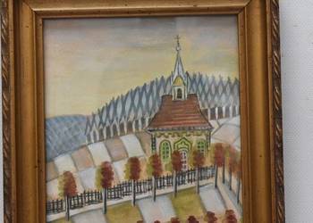 Nikifor Krynicki - Kaplica Na Wzgórzu w Krynicy - Obraz Akwarela Ołówek