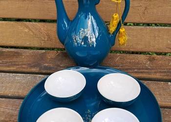 Zestaw Zastawa do kawy herbaty dzbanek taca czarki